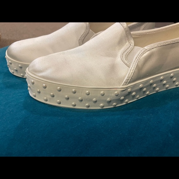 Keds for Kate Spade White Silk Slip-ons with Pearls NEVER USED - Picture 3 of 6